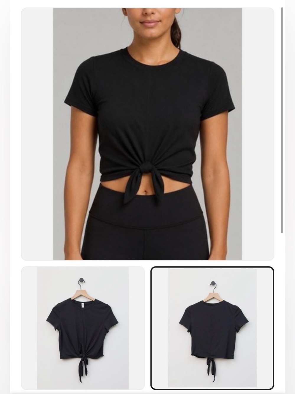 320. Lululemon sheer black burnout all tied up cropped tee size 4 EUC PTP 14”